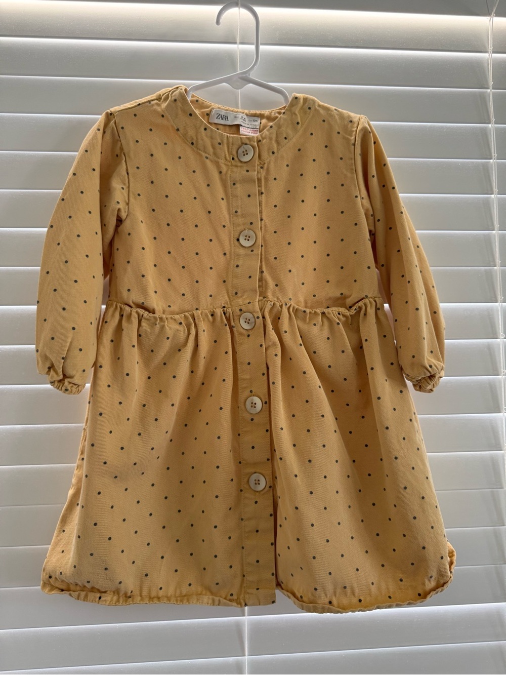 Zara Kids Mustard Yellow Polka Dot Button Dress